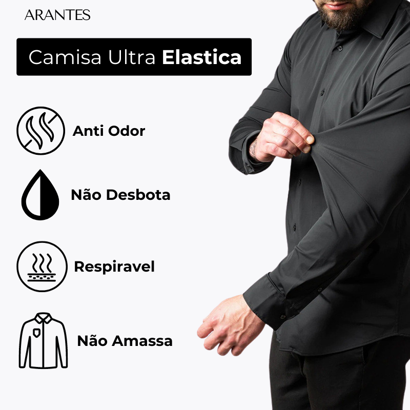 Pague 1 Leve 2 |  Camisa Social Ultra Tech Italian + Brinde Relogio Casual Luxo