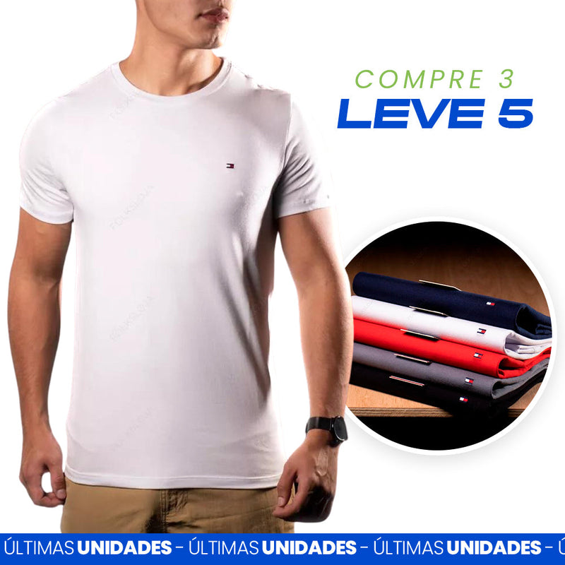 Kit 5 Camisetas Tommy - Pague 3 e Leve + 2 de Brinde