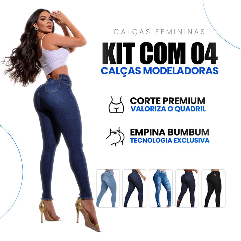 KIT 4 CALÇAS LIPO JEANS MODELADORAS - [DIRETO DE FÁBRICA]