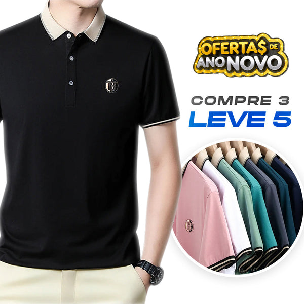 [Compre 2 Leve 5] - Camisa Polo Golden Titanium + Brinde