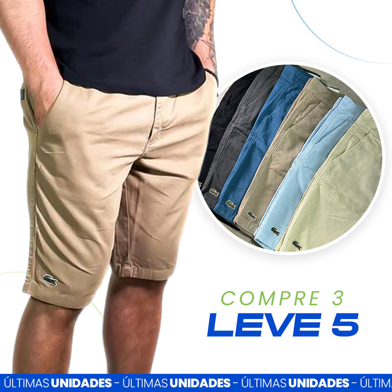 Kit 5 Bermudas em Sarja + Brinde Exclusivo